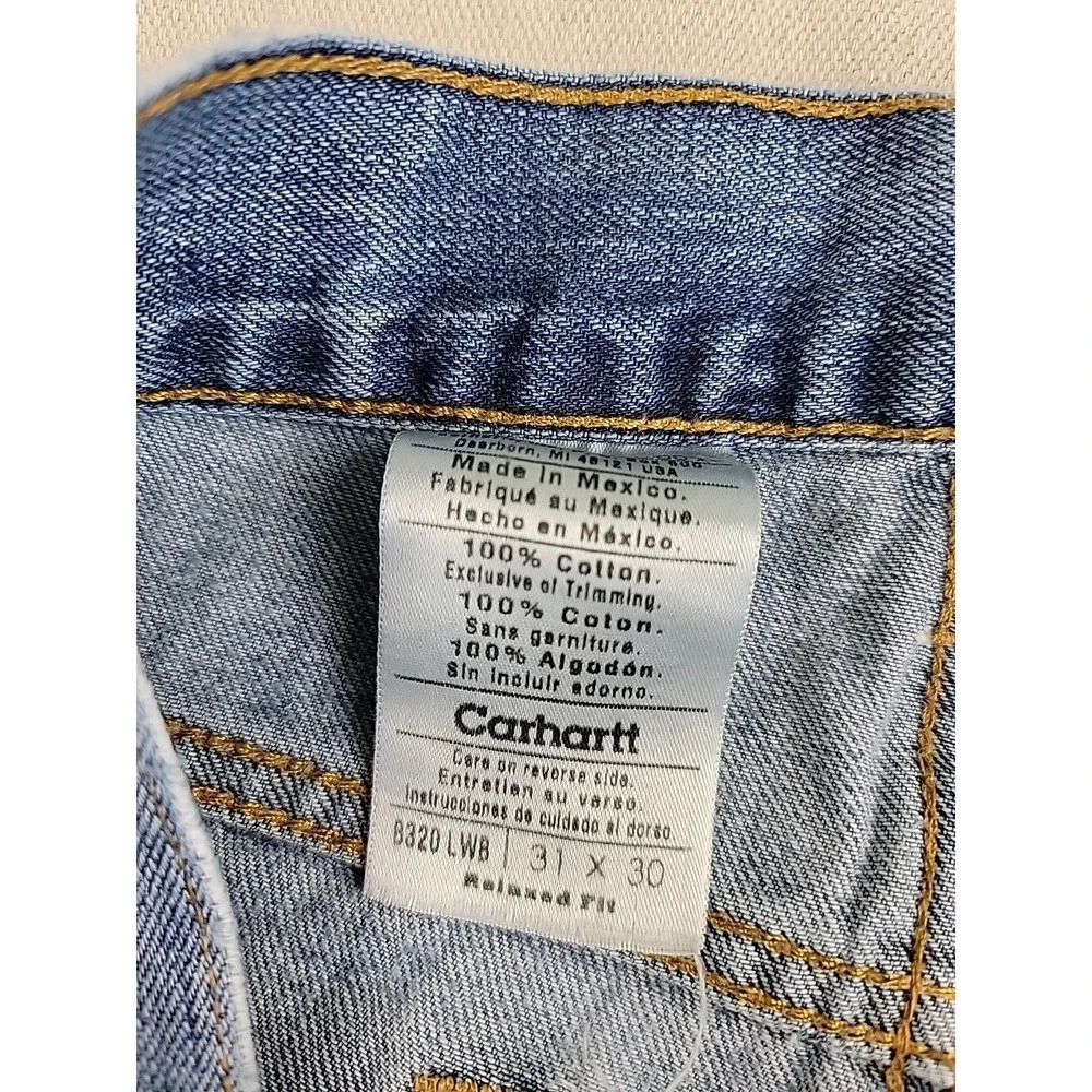 Carhartt Relaxed Fit Denim Shorts Mens 31 Blue Cut Off B320 LWB Cotton baggy